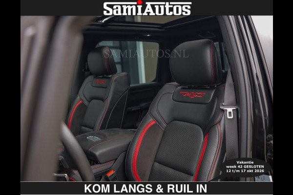 Dodge Ram TRX HELLCAT | 6.2 V8 712PK SUPERCHARGER | € 129.50 excl | RODE STIKSELS | FULLY LOADED | CARBON | CREW CAB | DUBBELE CABINE | 5 PERSOONS | De specialist in Amerikaanse pick‑ups in Nederland en Europa.