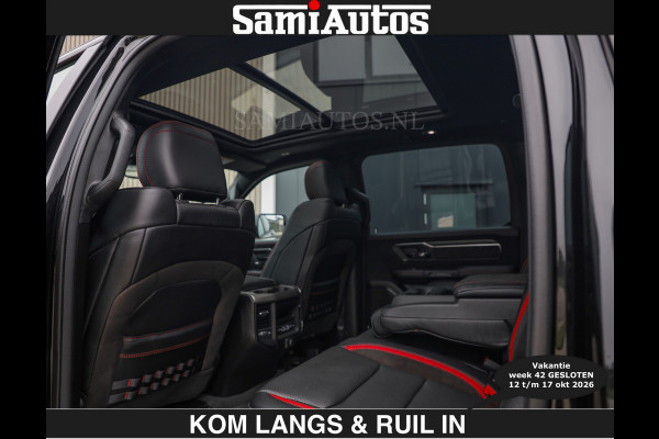 Dodge Ram TRX HELLCAT | 6.2 V8 712PK SUPERCHARGER | € 129.50 excl | RODE STIKSELS | FULLY LOADED | CARBON | CREW CAB | DUBBELE CABINE | 5 PERSOONS | De specialist in Amerikaanse pick‑ups in Nederland en Europa.