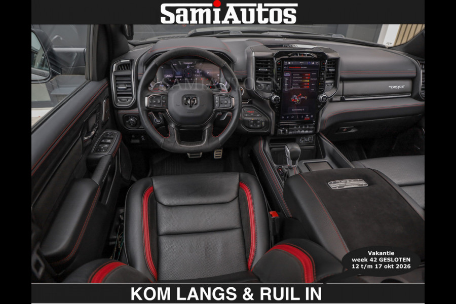 Dodge Ram TRX HELLCAT | 6.2 V8 712PK SUPERCHARGER | € 129.50 excl | RODE STIKSELS | FULLY LOADED | CARBON | CREW CAB | DUBBELE CABINE | 5 PERSOONS | De specialist in Amerikaanse pick‑ups in Nederland en Europa.
