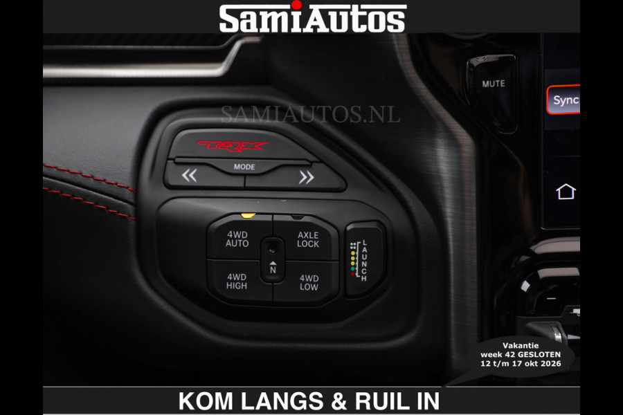 Dodge Ram TRX HELLCAT | 6.2 V8 712PK SUPERCHARGER | € 129.50 excl | RODE STIKSELS | FULLY LOADED | CARBON | CREW CAB | DUBBELE CABINE | 5 PERSOONS | De specialist in Amerikaanse pick‑ups in Nederland en Europa.