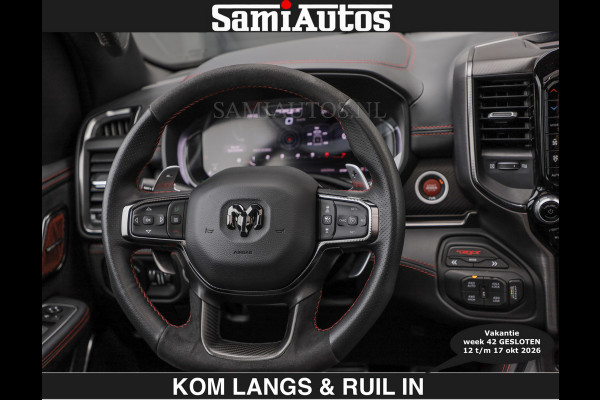 Dodge Ram TRX HELLCAT | 6.2 V8 712PK SUPERCHARGER | € 129.50 excl | RODE STIKSELS | FULLY LOADED | CARBON | CREW CAB | DUBBELE CABINE | 5 PERSOONS | De specialist in Amerikaanse pick‑ups in Nederland en Europa.