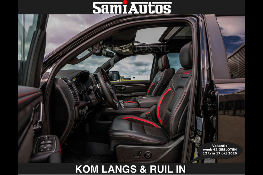 Dodge Ram TRX HELLCAT | 6.2 V8 712PK SUPERCHARGER | € 129.50 excl | RODE STIKSELS | FULLY LOADED | CARBON | CREW CAB | DUBBELE CABINE | 5 PERSOONS | De specialist in Amerikaanse pick‑ups in Nederland en Europa.
