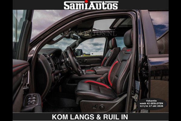 Dodge Ram TRX HELLCAT | 6.2 V8 712PK SUPERCHARGER | € 129.50 excl | RODE STIKSELS | FULLY LOADED | CARBON | CREW CAB | DUBBELE CABINE | 5 PERSOONS | De specialist in Amerikaanse pick‑ups in Nederland en Europa.