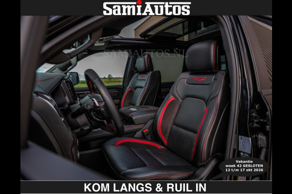 Dodge Ram TRX HELLCAT | 6.2 V8 712PK SUPERCHARGER | € 129.50 excl | RODE STIKSELS | FULLY LOADED | CARBON | CREW CAB | DUBBELE CABINE | 5 PERSOONS | De specialist in Amerikaanse pick‑ups in Nederland en Europa.