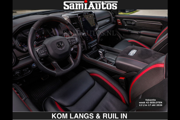 Dodge Ram TRX HELLCAT | 6.2 V8 712PK SUPERCHARGER | € 129.50 excl | RODE STIKSELS | FULLY LOADED | CARBON | CREW CAB | DUBBELE CABINE | 5 PERSOONS | De specialist in Amerikaanse pick‑ups in Nederland en Europa.