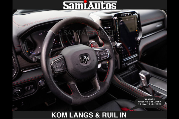 Dodge Ram TRX HELLCAT | 6.2 V8 712PK SUPERCHARGER | € 129.50 excl | RODE STIKSELS | FULLY LOADED | CARBON | CREW CAB | DUBBELE CABINE | 5 PERSOONS | De specialist in Amerikaanse pick‑ups in Nederland en Europa.
