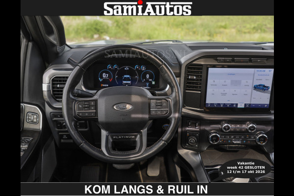 Ford USA F-150 PLATINUM | MASSAGE | PANO | €49950,- excl | GROOTSCHERM | COMFORT STOELEN | ADAPTIVE CRUISE | DC | DUBBELE CABINE | FACELIFT MODEL | GROOT SCHERM | 5 PERSOONS | DC | DASH CAM | MASSAGE | | De specialist in Amerikaanse pick‑ups in Nederland en Europa.