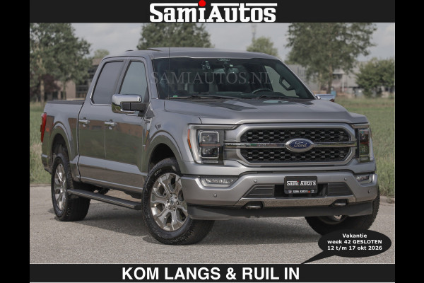 Ford USA F-150 PLATINUM | MASSAGE | PANO | €49950,- excl | GROOTSCHERM | COMFORT STOELEN | ADAPTIVE CRUISE | DC | DUBBELE CABINE | FACELIFT MODEL | GROOT SCHERM | 5 PERSOONS | DC | DASH CAM | MASSAGE | | De specialist in Amerikaanse pick‑ups in Nederland en Europa.