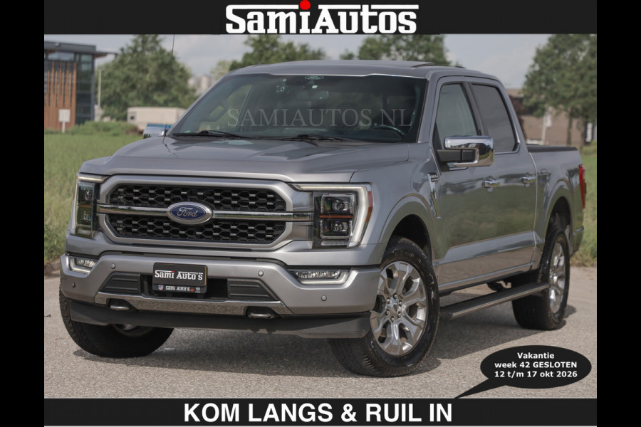 Ford USA F-150 PLATINUM | MASSAGE | PANO | €49950,- excl | GROOTSCHERM | COMFORT STOELEN | ADAPTIVE CRUISE | DC | DUBBELE CABINE | FACELIFT MODEL | GROOT SCHERM | 5 PERSOONS | DC | DASH CAM | MASSAGE | | De specialist in Amerikaanse pick‑ups in Nederland en Europa.