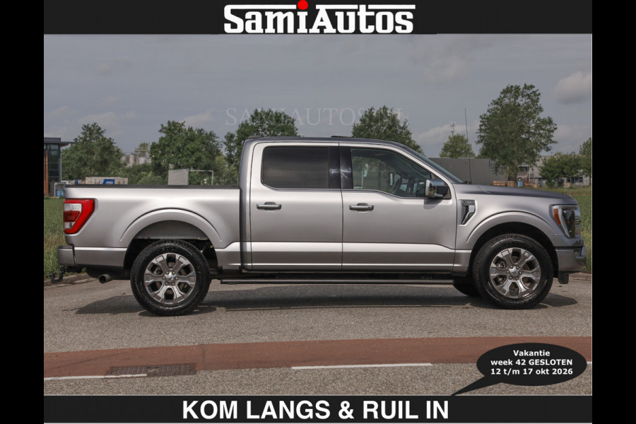 Ford USA F-150 PLATINUM | MASSAGE | PANO | €49950,- excl | GROOTSCHERM | COMFORT STOELEN | ADAPTIVE CRUISE | DC | DUBBELE CABINE | FACELIFT MODEL | GROOT SCHERM | 5 PERSOONS | DC | DASH CAM | MASSAGE | | De specialist in Amerikaanse pick‑ups in Nederland en Europa.