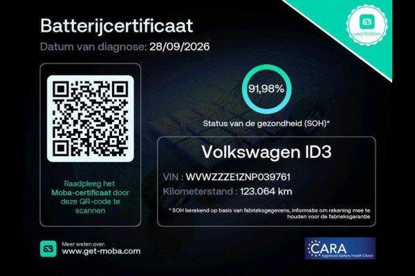 Volkswagen ID.3 Pro 62 kWh 204pk Navi Wireless CarPlay PDC VA Full LED Ambient Stoel Stuurverwarming SOH 92%