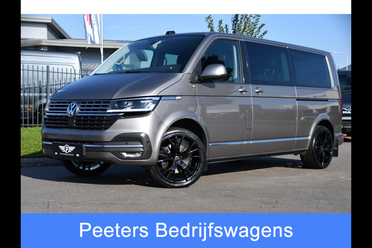 Volkswagen Transporter 2.0 TDI L2H1 30 DC Caravelle Virtual, Adaptieve Cruise, Camera, 2 x Electrische deur, 199pk, LED, Leder, Clima, Stoelverwarming, Carplay, Automaat, Uniek!