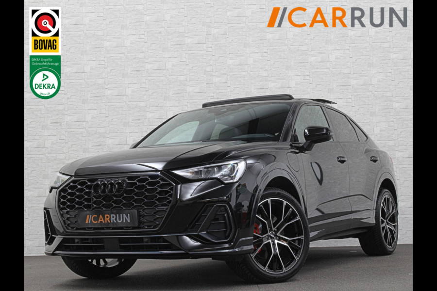 Audi Q3 Sportback 45 TFSI e S-Line | Panorama | ACC | Trekhaak | Carplay | Camera | Black-Optic | Sportstoelen | Stoelverwarming | Navi | MMi+ | Zwarte Hemel | Virtual-Cockpit | Lane Assist | Dodehoek | Getint Glas | Climate Control | Standkachel |