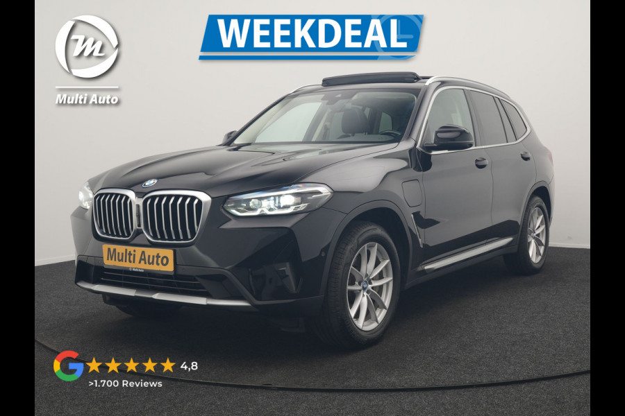 BMW X3 xDrive30e Advantage FACELIFT PHEV 293pk Dealer O.H. | Trekhaak Af Fabriek | Panodak | 360 Camera | Lederen Sportstoelen & Stuur Verwarmd | Apple Carplay | Navigatie | DAB | Virtual Cockpit | Plug In Hybrid |