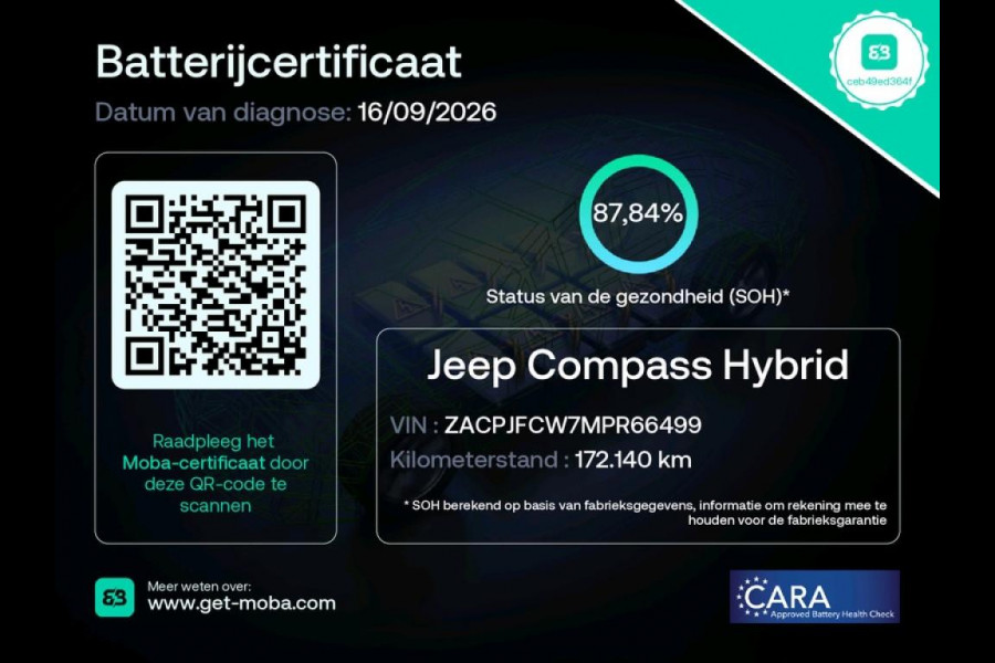 Jeep Compass 4xe 190 Plug-in Hybrid Electric Limited Lease Ed. (INCL-BTW) *LEATHER-FABRIC | FULL-LED | ADAPTIVE-CRUISE | CAMERA | CARPLAY | BLIND-SPOT | KEYLESS | DAB+ | DIGI-COCKPIT | PRIVACY-GLASS | COMFORT-SEATS | 19''ALU | TOWBAR*
