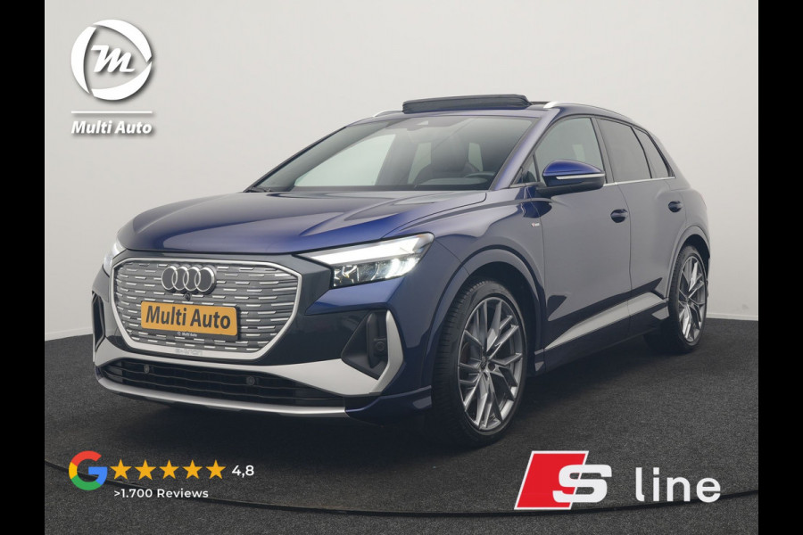Audi Q4 e-tron 35 2x S Line 55 kWh 170pk | Panodak | Adaptive Cruise | Lederen Sportstoelen & Stuur Verwarmd | Camera | Keyless | 21"L.M | Navigatie | DAB |