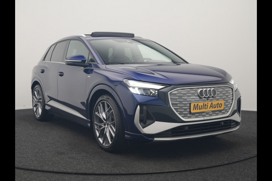 Audi Q4 e-tron 35 2x S Line 55 kWh 170pk | Panodak | Adaptive Cruise | Lederen Sportstoelen & Stuur Verwarmd | Camera | Keyless | 21"L.M | Navigatie | DAB |