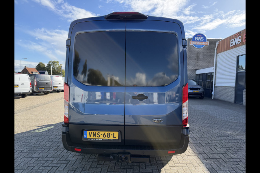 Ford Transit 350 2.0 TDCI 170pk L3H2 DC 5 persoons Trend / vaste prijs rijklaar € 25.950 ex btw / euro 6 / bpm vrij / lease vanaf € 424 / raptor grille / blauw metallic / trekhaak 2500 kg