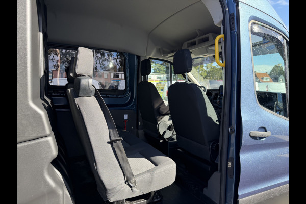 Ford Transit 350 2.0 TDCI 170pk L3H2 DC 5 persoons Trend / vaste prijs rijklaar € 25.950 ex btw / euro 6 / bpm vrij / lease vanaf € 424 / raptor grille / blauw metallic / trekhaak 2500 kg