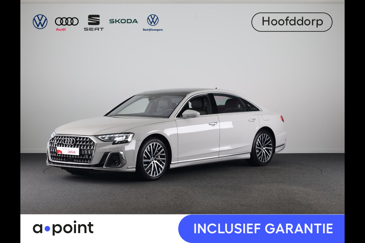 Audi A8 60 TFSI e quattro Lang 462 pk Tiptronic | Verlengde garantie | Navigatie | Panoramadak | Parkeersensoren (Park assist) | Rondomzicht camera | Stoelverwarming/ventilatie/massage v/a | B&O Soundsystem |
