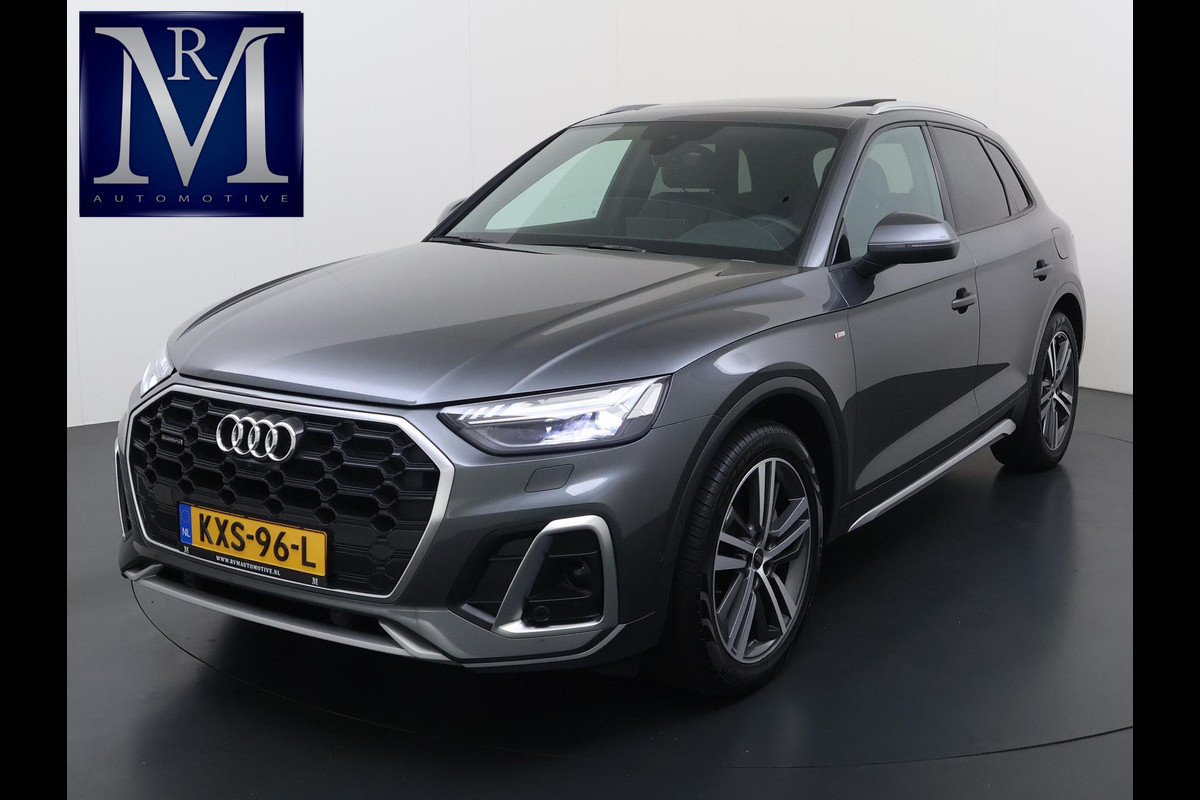 Audi Q5 55 TFSI e S edition PHEV| S-LINE BINNEN + BUITEN |LUCHTVERING| ELEKTRISCHE TREKHAAK| 360 CAMERA| PANO| DODE HOEK SENSOR| ELEK. STOELEN | MATRIX| RECENT NOG ONDERHOUD GEHAD|