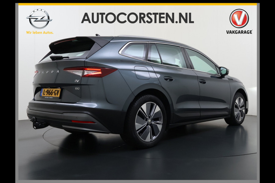 Škoda ENYAQ iV 80 204PK Trekhaak Warmtepomp Stuur+Stoelverwarming 3-Zone Ecc Camera Apple Carplay Android Auto P-Assist SOH 87% Isofix Pdc Lmv Led DAB Cruise Control Rijstrooksensor 1.000KG Trekgewicht Origineel Nederlandse Auto