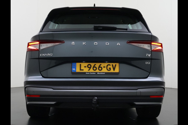 Škoda ENYAQ iV 80 204PK Trekhaak Warmtepomp Stuur+Stoelverwarming 3-Zone Ecc Camera Apple Carplay Android Auto P-Assist SOH 87% Isofix Pdc Lmv Led DAB Cruise Control Rijstrooksensor 1.000KG Trekgewicht Origineel Nederlandse Auto