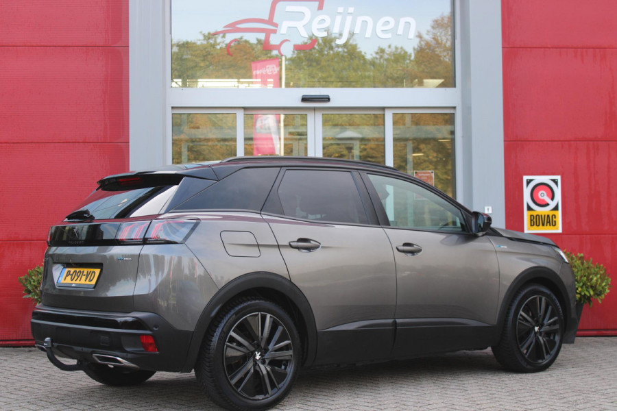 Peugeot 3008 1.6 HYbrid 225PK GT PACK BUSINESS BLACK PACK | AFNEEMBARE TREKHAAK | ADAPTIVE CRUISE CONTROL | ELEKLTRISCH VERSTELBARE BESTUUDERSSTOEL MET GEHEUGENFUNCTIE | MASSAGE FUNCTIE OP BEIDE VOORSTOELEN | STOEL VERWARMING | FULL LED KOPLAMPEN | ELEKTRISCH BEDIENBARE ACHTERKLEP | FOCAL AUDIO SYSTEEM | ZWART DAK | LICHTMETALEN VELGEN 19" | DODEHOEK DETECTIE | KEYLESS ENTRY/START | APPLE CARPLAY/ANDROID AUTO | NAVIGATIE | CAMERA VOOR + ACHTER |