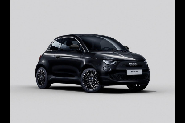 Fiat 500E Cabrio La Prima 42 kWh | Clima | LED | PDC | JBL Premium Audio | 17" | Camera | BSM | Canneloni Ivory/Piombo interieur