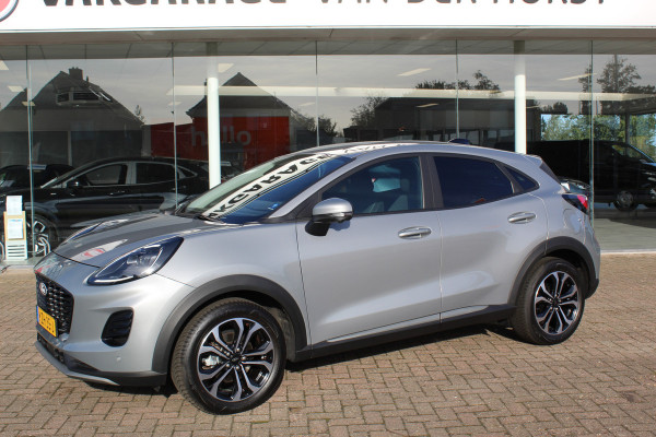 Ford Puma 1.0-125pk EcoBoost Mild-Hybrid Titanium. Z.g.a.n., slechts 3.700km ! Fabrieksgarantie t/m 15-04-2029 ! Autm. airco, navigatie, bluetooth telefoonvoor., winterpakket, rij assistent pakket, metallic lak, etc.