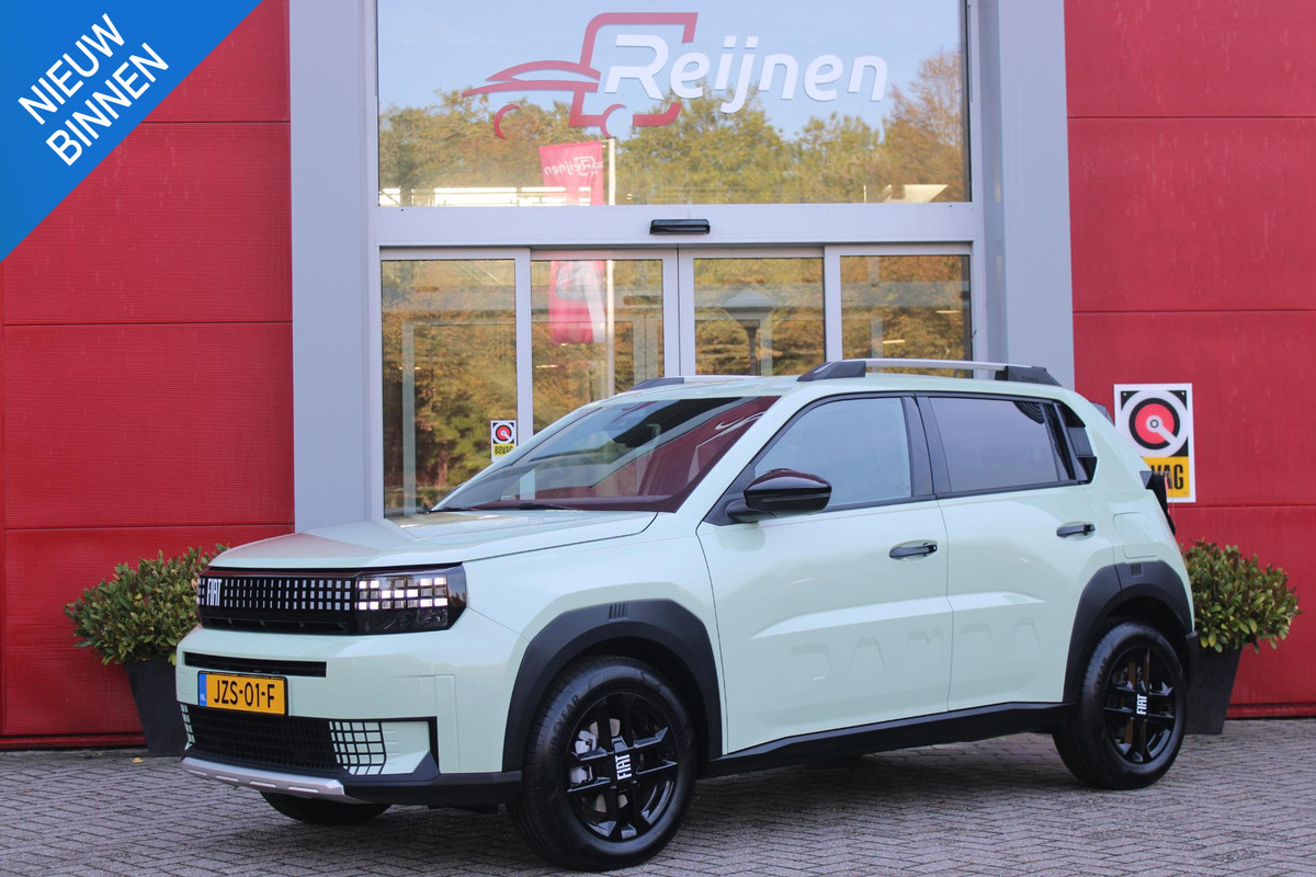 Fiat Grande Panda 1.2 Hybrid ICON PACK STYLE | BESCHERMPLATEN VOOR EN ACHTER IN "SILVER METAL DIAMOND DESIGN" | DAKRAILS IN HET ZWART EN ZILVERGRIJS UITGEVOERD | ZWARTE ACCENTEN RONDOM RAAMOMLIJSTING | MIDDENARMSTEUN | DRAADLOOS APPLE CARPLAY/ANDROID AUTO | PARKEERNSENSOREN VOOR & ACHTER | PACK STYLE: (16" LICHTMETALEN VELGEN HOOGGLANS ZWART, DAKRAILS ZWART, EXTRA GETINTE ACHTERRUITEN, IN HOOGTE VERSTELBARE PASSAGIERSSTOEL, MIDDENARMSTEUN, STYLE VOOR EN ACHTERBUMPER, STYLE DASHBOARD) | AQUA AZURE |