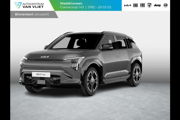Kia EV3 GT-PlusLine 81.4 kWh | Actieprijs* | Navi. | Clima. | Adapt. Cruise. | Stoel&Stuur Verwarming | Glazen Kanteldak | Harman Kardon | Vegan Lederen Stoelbekleding 'GT-Line | Slimme Parkeerassistentie | Dodehoekcamera