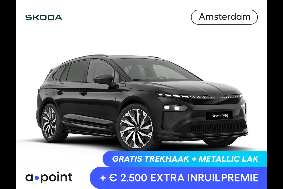 Škoda Enyaq 85 Sportline Tour Edition 286 pk | Business Upgrade pakket - Advanced | Trekhaak | Panorama Dak | Winter Pakket | Velgen: 21" lichtmetalen velgen Supernova, zwart gepolijst