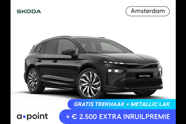 Škoda Enyaq 85 Sportline Tour Edition 286 pk | Business Upgrade pakket - Advanced | Trekhaak | Panorama Dak | Winter Pakket | Velgen: 21" lichtmetalen velgen Supernova, zwart gepolijst