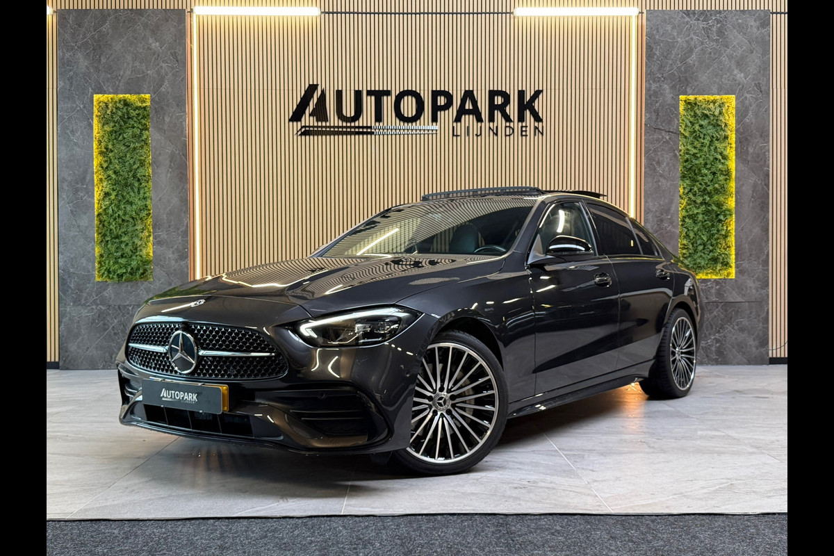 Mercedes-Benz C-Klasse 300 e AMG LINE |PANO|FABRIEKSGARANTIE|SFEERVERLICHTING|GLASCOATING|CARPLAY|DEALER ONDERHOUDEN|19INCH|313PK|