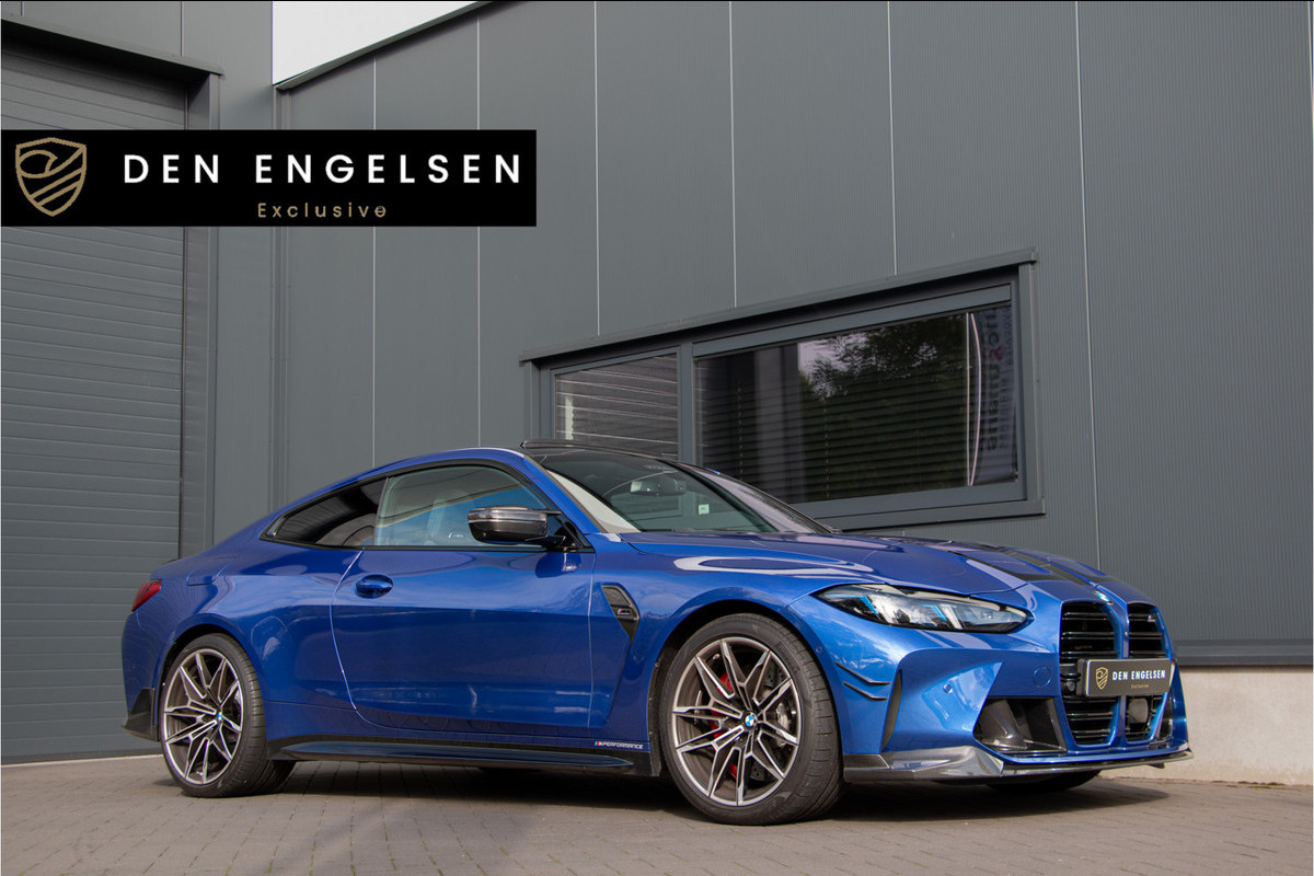 BMW M4 xDrive Competition 531PK | ACC | M Performance Aero Parts |360 Cam | HUD | Harman Kardon | Pano | Stoel Ventilatie + Verwarming  M Drive Professional | LCI | LED | Stuurverwarming | Frozen Portimao Blau metallic | Nieuwprijs €171.214,- | Shadow Line | Fabrieksgarantie.
