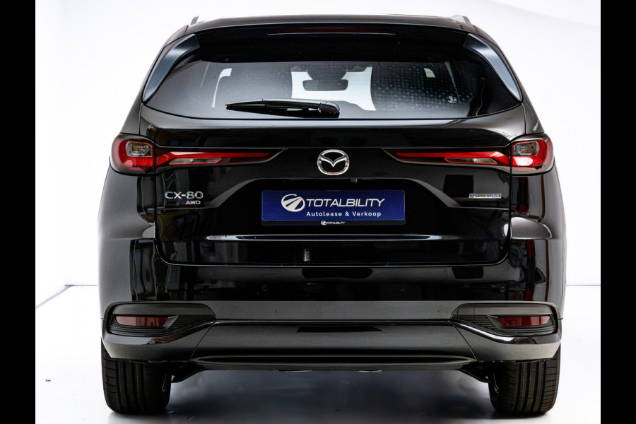 Mazda CX-80 2.5 e-SkyActiv PHEV Homura Plus 7 Pers. | Nieuw! | Panoramadak | Leer | Bose Audio | Stoelkoeling | Stoel-Stuur- Achterbankverwarming, 360 Camera, Adaptive Cruise, Head-Up, Keyless
