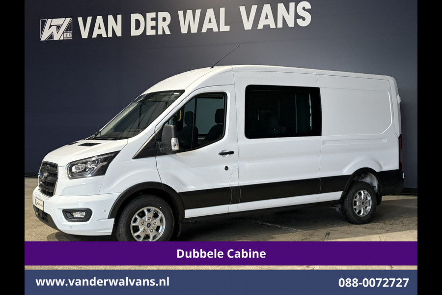 Ford Transit 2.0 TDCI 131pk L3H2 Dubbele Cabine Euro6 Airco | Xenon | 5-Zits | Navigatie | LED | Apple Carplay Cruisecontrol, Android Auto, Parkeersensoren, LM Velgen