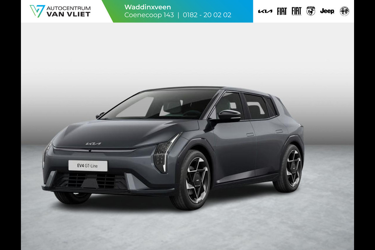 Kia EV4 GT-PlusLine 81.4 kWh | Actieprijs* | Navi. | Clima. | Adapt. Cruise. | Dodehoekcamera | Glazen Schuif-/Kanteldak | Harman Kardon | GT-Line Vegan Lederen Stoelbekleding | Slimme Parkeerassistentie