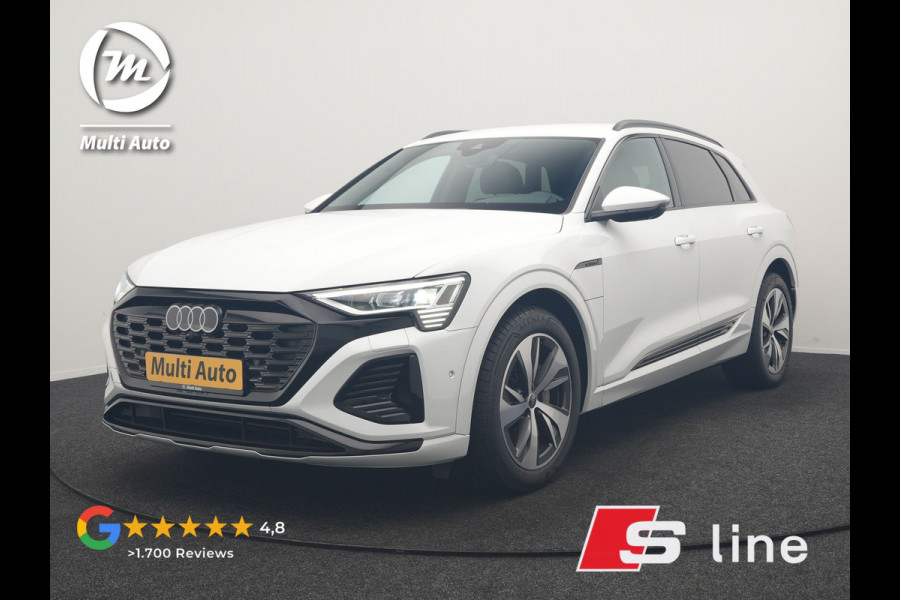 Audi Q8 e-tron 55 Quattro S Line 115 kWh 408pk Dealer O.H. | SOH 97,5% | Adaptive Cruise | Matrix LED | 360 Camera | Bang & Olufsen | Alcantara Sportstoelen Memory & Verwarmd | Sfeerverlichting | Keyless | BLIS | Navigatie | DAB | Virtual | 20"L.M |