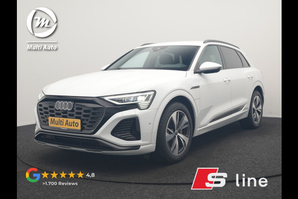 Audi Q8 e-tron 55 Quattro S Line 115 kWh 408pk Dealer O.H. | SOH 97,5% | Adaptive Cruise | Matrix LED | 360 Camera | Bang & Olufsen | Alcantara Sportstoelen Memory & Verwarmd | Sfeerverlichting | Keyless | BLIS | Navigatie | DAB | Virtual | 20"L.M |