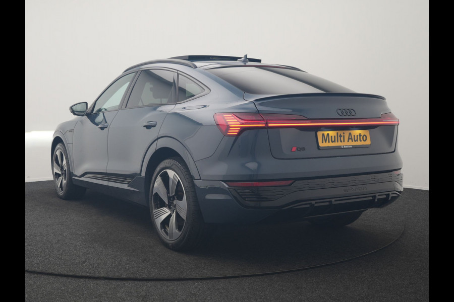 Audi Q8 Sportback e-tron 50 quattro S Line 95 kWh 340pk Dealer O.H. | Panodak | Luchtvering | 360 Camera | Matrix LED | Alcantara Sportstoelen Verwarmd | Keyless | Sfeerverlichting | Apple Carplay | Navigatie | DAB | 21"L.M |