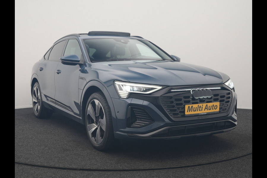 Audi Q8 Sportback e-tron 50 quattro S Line 95 kWh 340pk Dealer O.H. | Panodak | Luchtvering | 360 Camera | Matrix LED | Alcantara Sportstoelen Verwarmd | Keyless | Sfeerverlichting | Apple Carplay | Navigatie | DAB | 21"L.M |