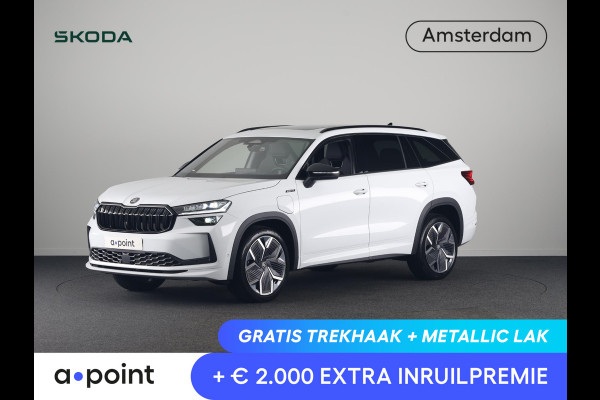 Škoda Kodiaq 1.5 TSI PHEV Sportline Business 204 pk 6 versn. DSG | Dynamic Chassis Control Pakket | Comfort Pakket | Head-up display | Parkeer Pakket | Winter Pakket | Trekhaak | Panoramadak |  20" lichtmetalen velgen Rila aero, antraciet zwart