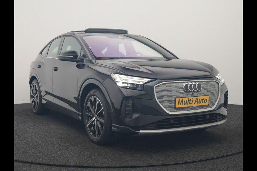 Audi Q4 Sportback e-tron 40 S edition 77 kWh 204pk Dealer O.H. | Trekhaak Af Fabriek | Panodak | Adaptive Cruise | Head Up | 360 Camera | Matrix LED | Lederen Sportstoelen & Stuur Verwarmd | Keyless | Apple Carplay | Navigatie | DAB | 20"L.M |