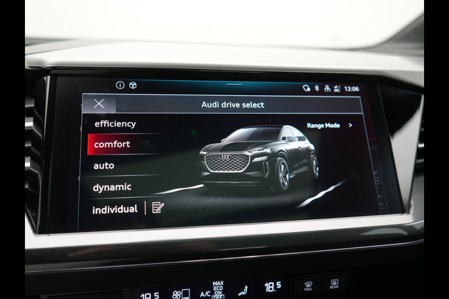 Audi Q4 Sportback e-tron 40 S edition 77 kWh 204pk Dealer O.H. | Trekhaak Af Fabriek | Panodak | Adaptive Cruise | Head Up | 360 Camera | Matrix LED | Lederen Sportstoelen & Stuur Verwarmd | Keyless | Apple Carplay | Navigatie | DAB | 20"L.M |