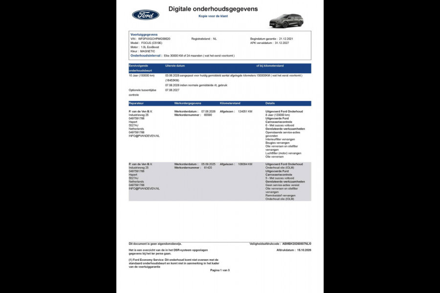 Ford FOCUS Wagon 1.0 EcoBoost ST Line X Business 125pk/92kW 6-bak