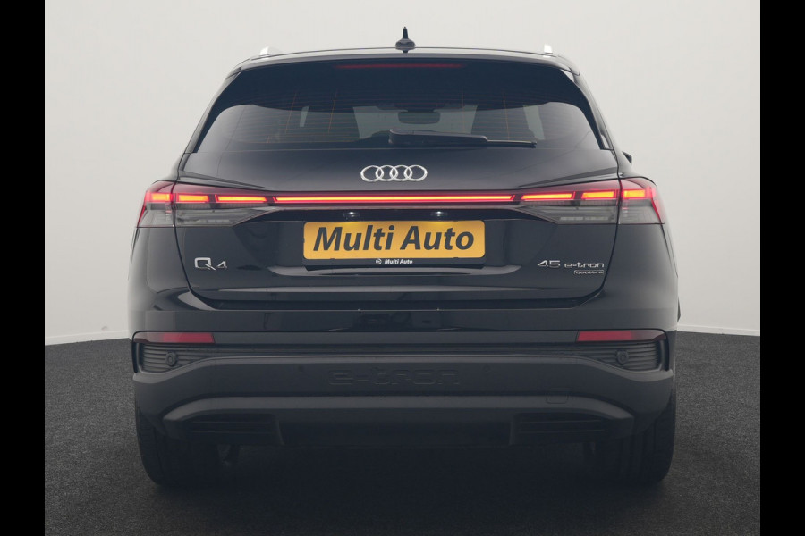 Audi Q4 e-tron 45 quattro S Line 82 kWh 286pk Dealer O.H | Trekhaak Af Fabriek | Adaptive Cruise | 360 Camera | Matrix LED | Lederen Sportstoelen Verwarmd | Keyless | Sfeerverlichting | Blis | Navigatie | Virtual | DAB | 19"L.M |