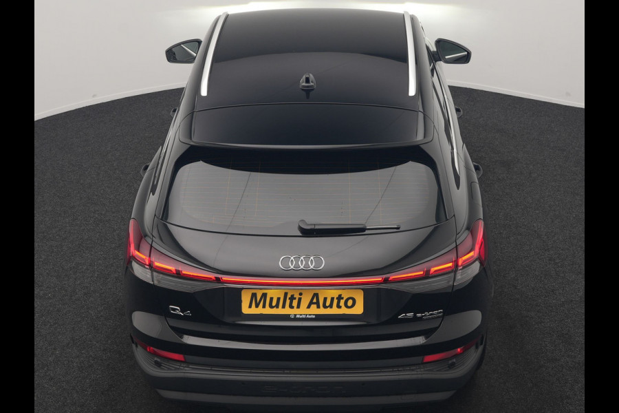 Audi Q4 e-tron 45 quattro S Line 82 kWh 286pk Dealer O.H | Trekhaak Af Fabriek | Adaptive Cruise | 360 Camera | Matrix LED | Lederen Sportstoelen Verwarmd | Keyless | Sfeerverlichting | Blis | Navigatie | Virtual | DAB | 19"L.M |