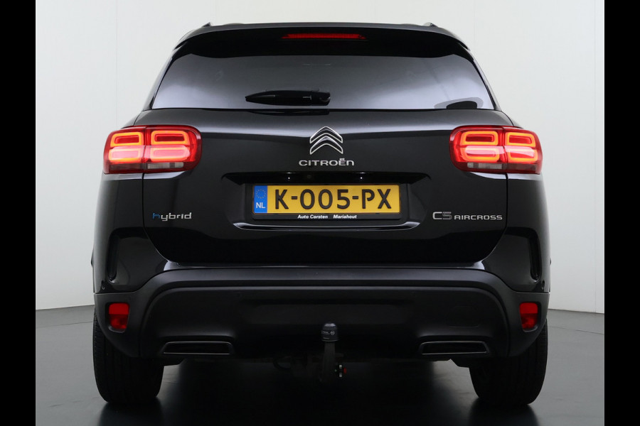 Citroën C5 Aircross 1.6T PHEV Hybrid 225PK Automaat Adap.Cruise Leder+Verwarmd Panoramadak Trekhaak Elek.Stoel+Memory Apple Carplay Android Auto Bus Navi Lmv 19" Privacy Glas Led Isofix DAB Draadloos opladen Lane Assist Regen-Lichtsensor 1.300KG Trekgewicht Dealeronderhouden Origineel Nederlandse Auto